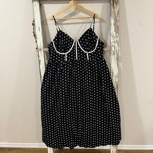 SHEIN Black Midi Dress with White Dots